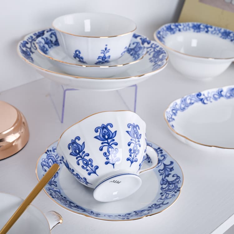 White Dishes with Blue Flowers (4)