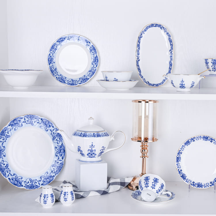 White Dishes with Blue Flowers (5)