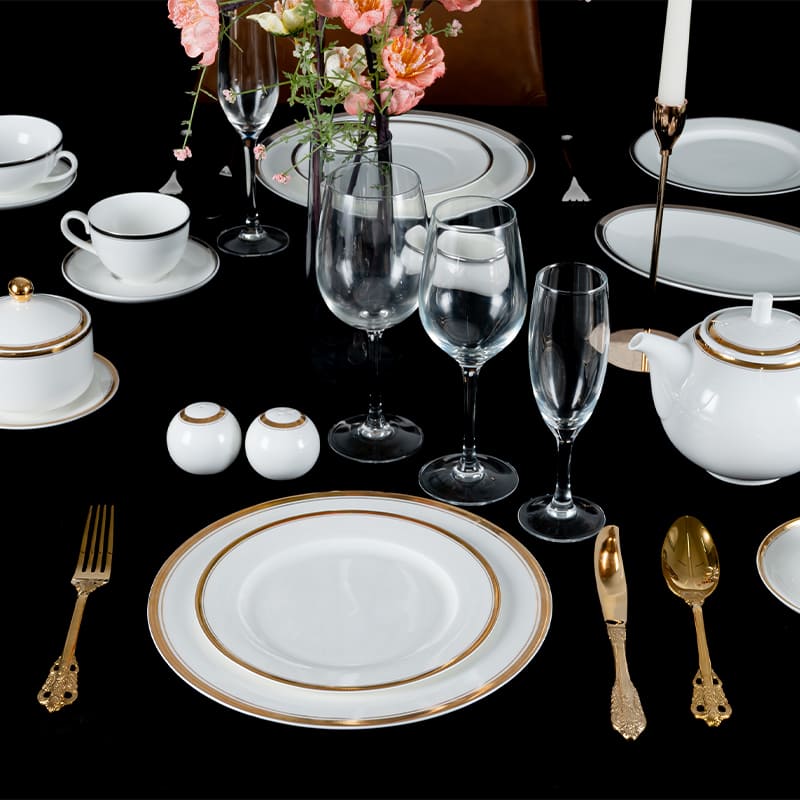 White Plate with GoldSilver Rim (1)