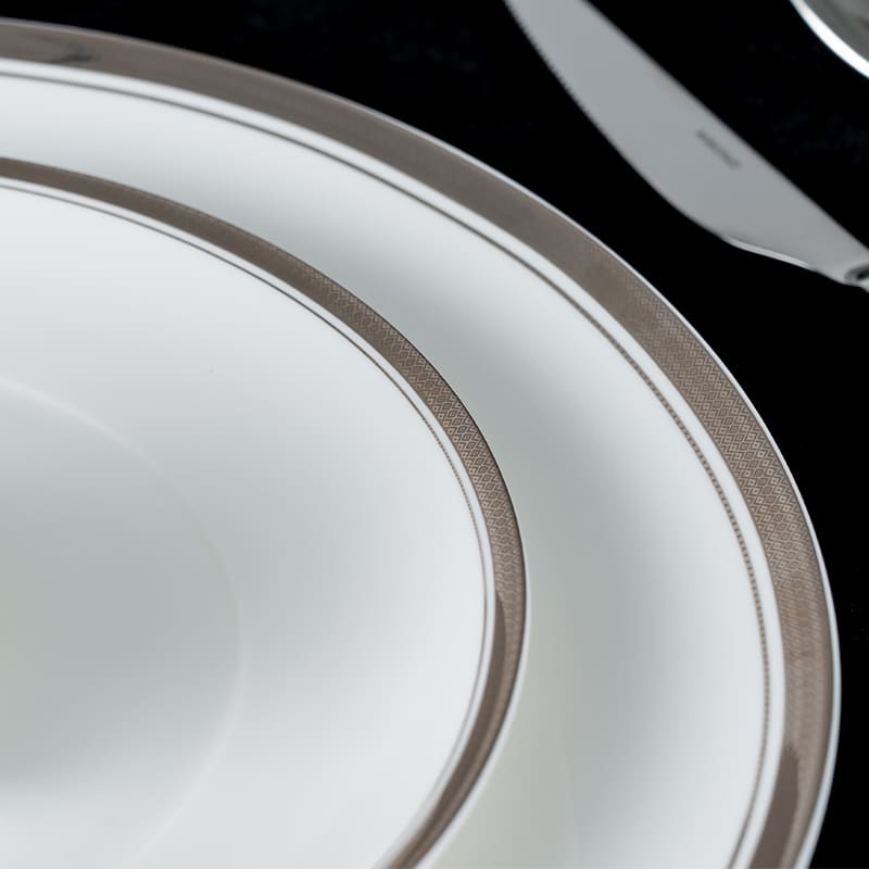 White Plate with GoldSilver Rim (2)