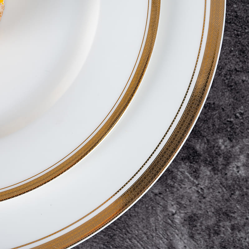 White Plate with GoldSilver Rim (3)