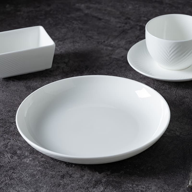 White Ribbed Plates Bone China (3)