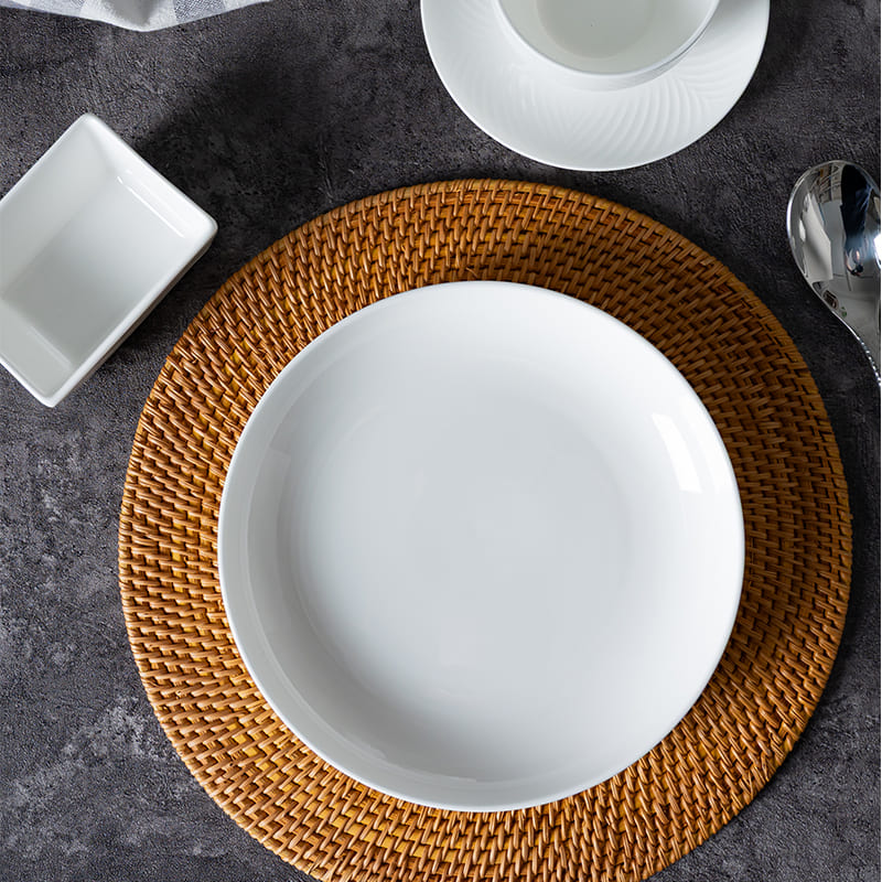 White Ribbed Plates Bone China (4)