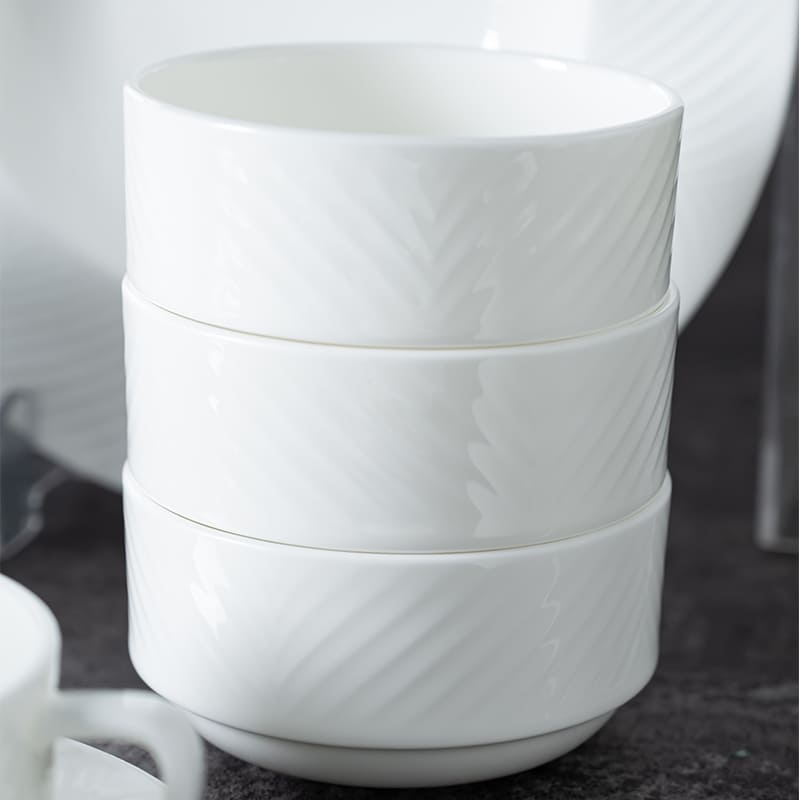 White Stackable Cereal Bowls (4)