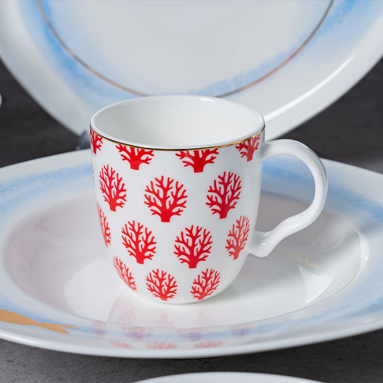 Caneca Coral 340ml Porcelana Fina