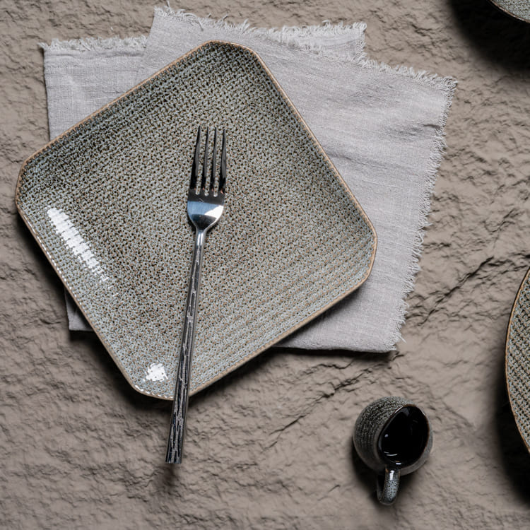 Grey Square Plate Reactive Glazed Porcelain (3)