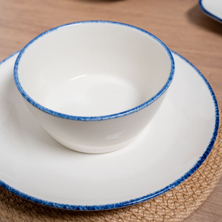 Branco & Blue Rim Glazed Porcelain Dinnerware (3)
