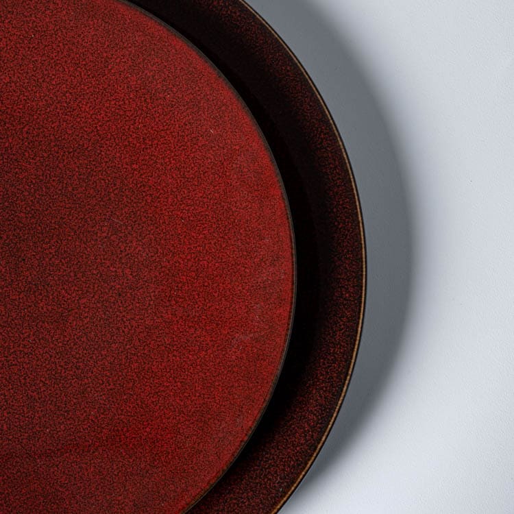 Crimson Red Porcelain Round Plate (4)