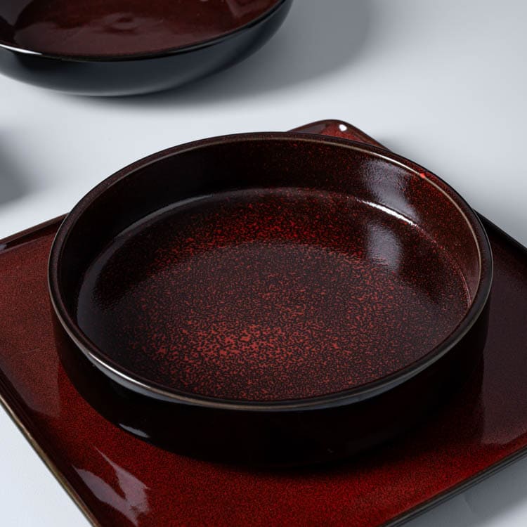 Red Glaze Porcelain Dinnerware Set (6)