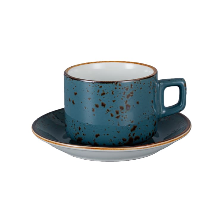 Speckled Porcelain Coffee Cup & Pires (4)