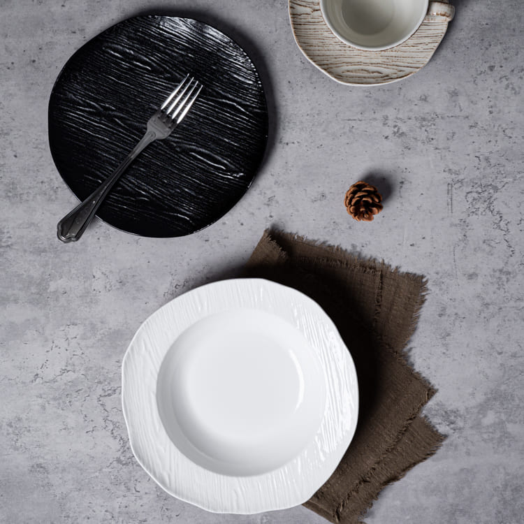 Wood Grain Embossed Porcelain Dinnerware (2)
