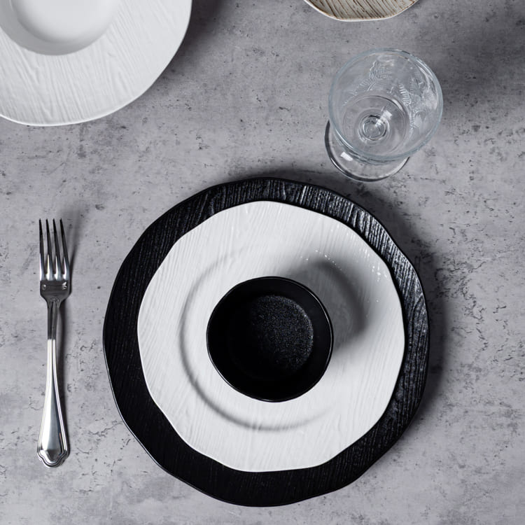 Wood Grain Embossed Porcelain Dinnerware (4)