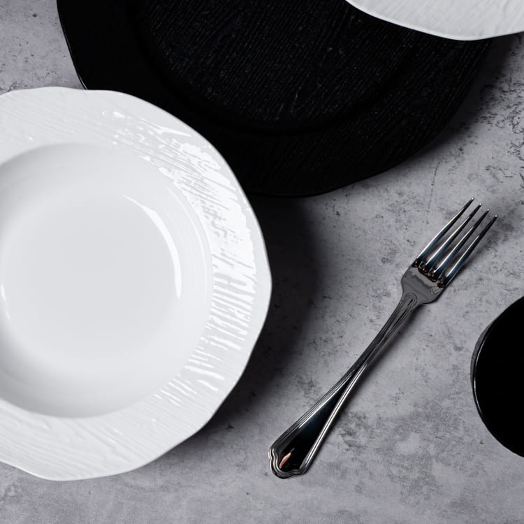 Wood Grain Embossed Porcelain Dinnerware (6)