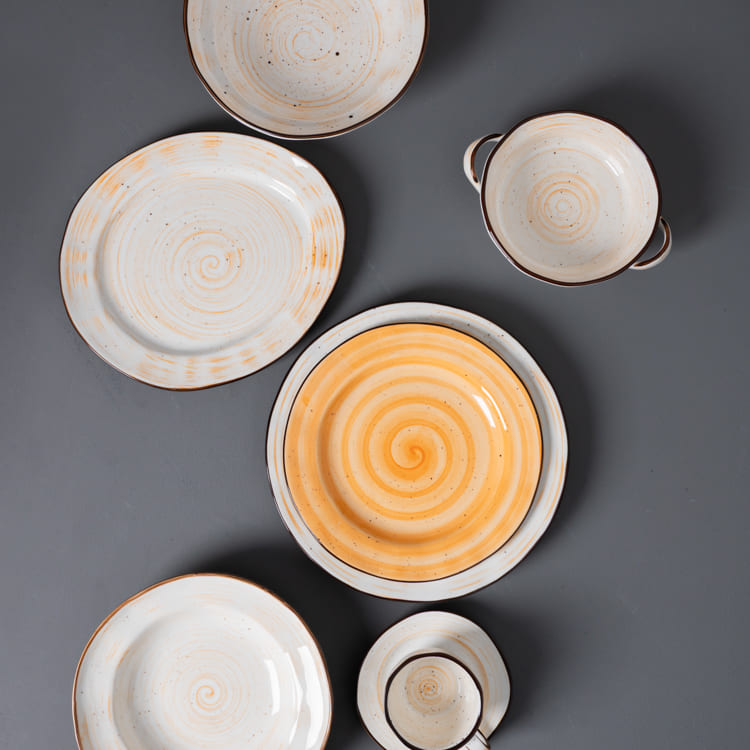 Yellow Spiral Porcelain Dinnerware (1)