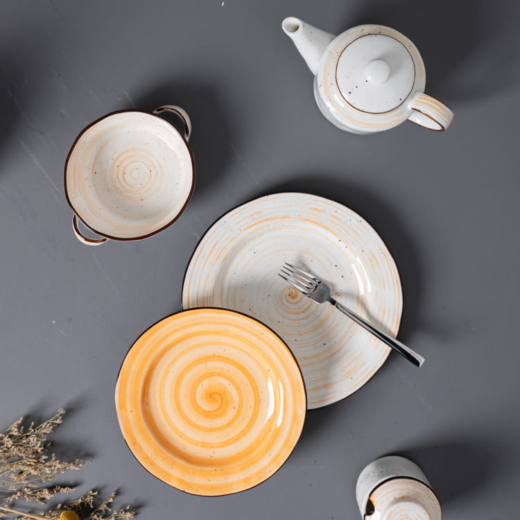 Yellow Spiral Porcelain Dinnerware (2)