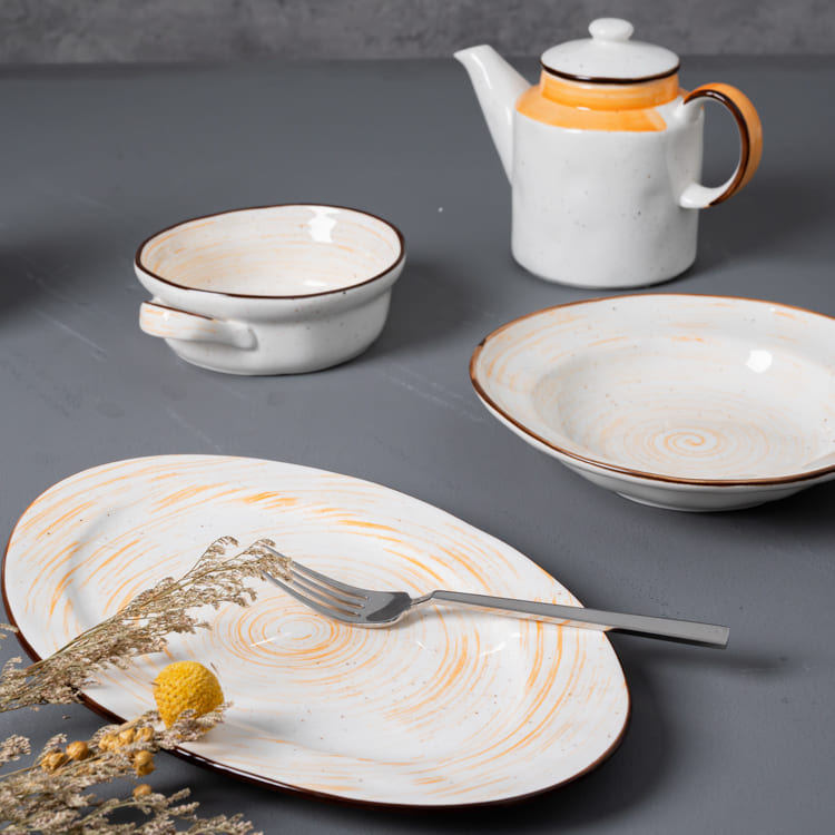Yellow Spiral Porcelain Dinnerware (3)