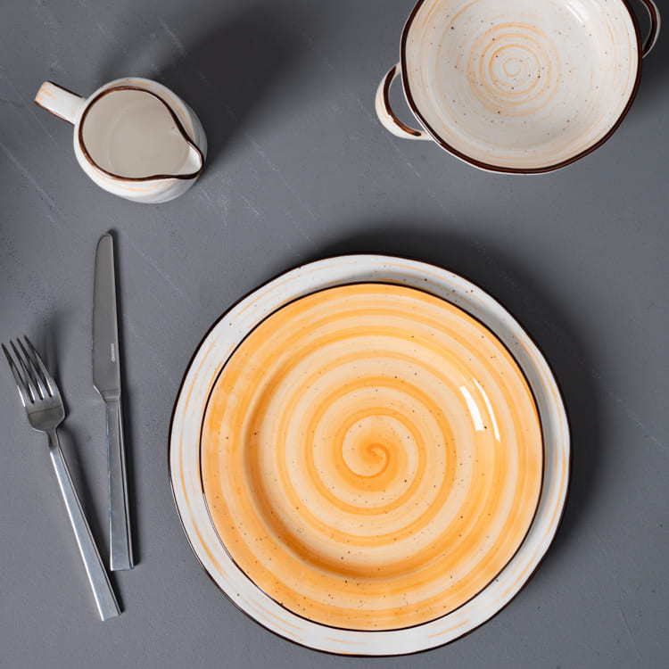 Yellow Spiral Porcelain Dinnerware (5)