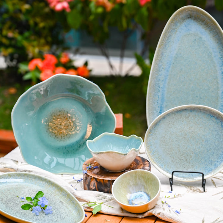 Blue Glazed Dinner Set (2)