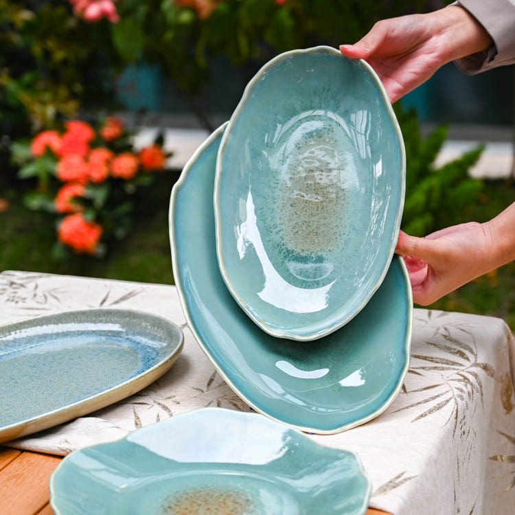 Blue Glazed Dinner Set (3)