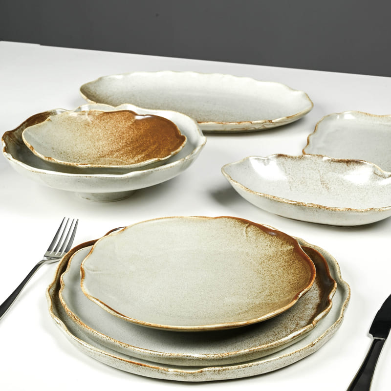 Reactive Glaze Porcelain Dinner Plates (4)