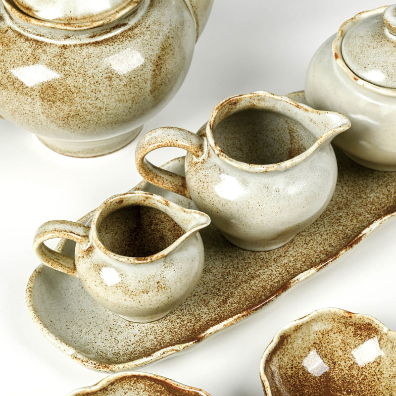 Sugar Bowl and Creamer Set Color Glaze Porcelain (2)