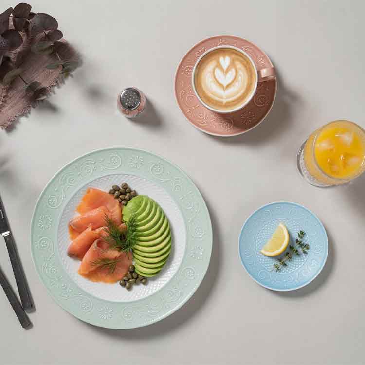 Vintage Embossed Bone China Dinnerware (1)