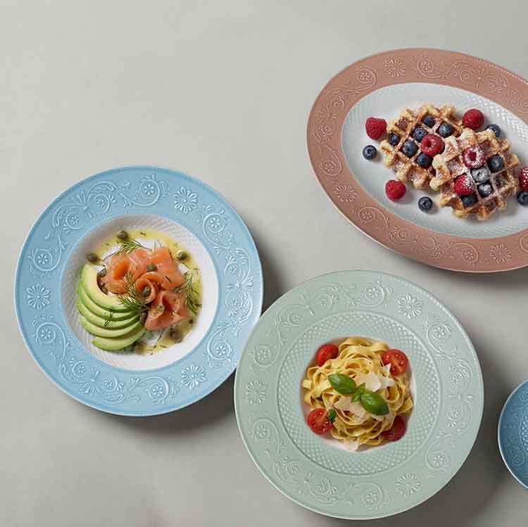 Vajilla vintage de porcelana de hueso en relieve (2)