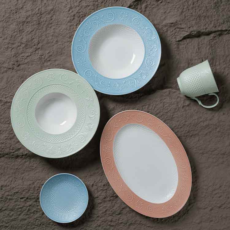 Vajilla vintage de porcelana de hueso en relieve (3)