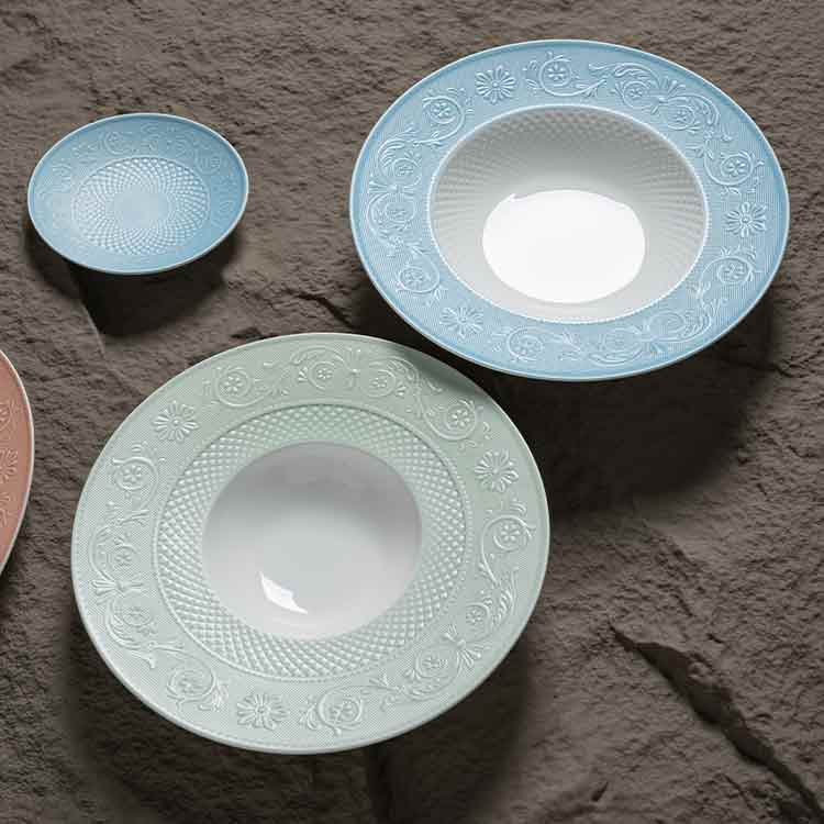 Vajilla vintage de porcelana de hueso en relieve (4)