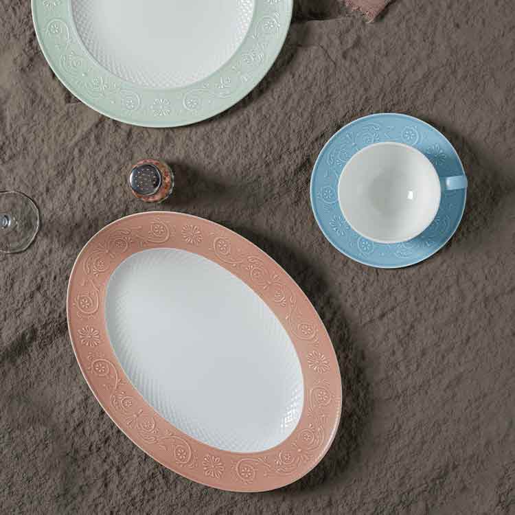 Vajilla vintage de porcelana de hueso en relieve (5)