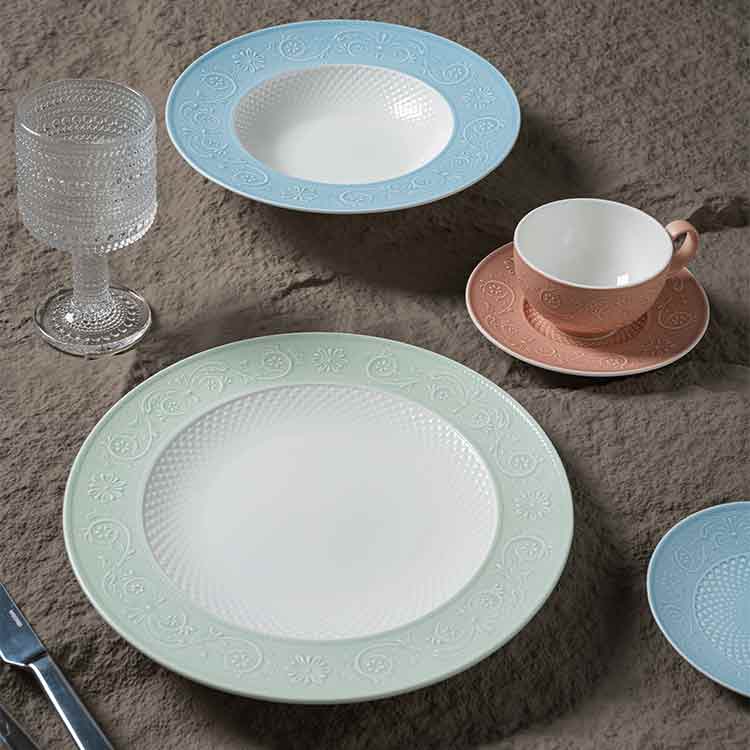 Vajilla vintage de porcelana de hueso en relieve (6)