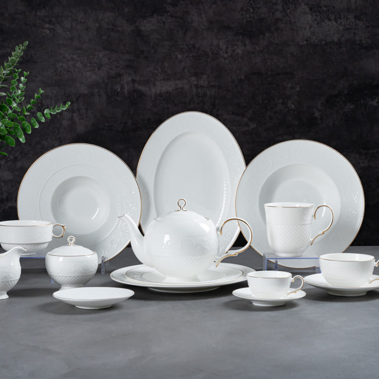 Juego de vajilla de porcelana blanca (6)