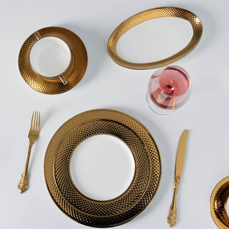 Gold Electroplating Bone China Dinnerware Set (3)