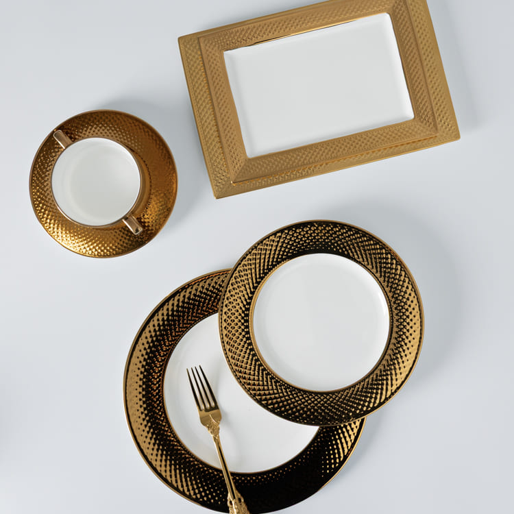 Gold Electroplating Bone China Dinnerware Set (4)