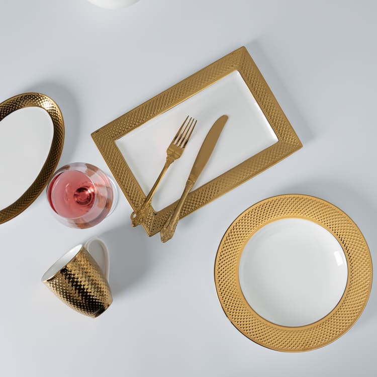 Gold Electroplating Bone China Dinnerware Set (5)