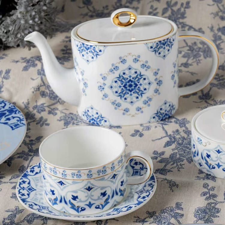 Indigo Mandala Blue and White Tea & Coffee Set (1)