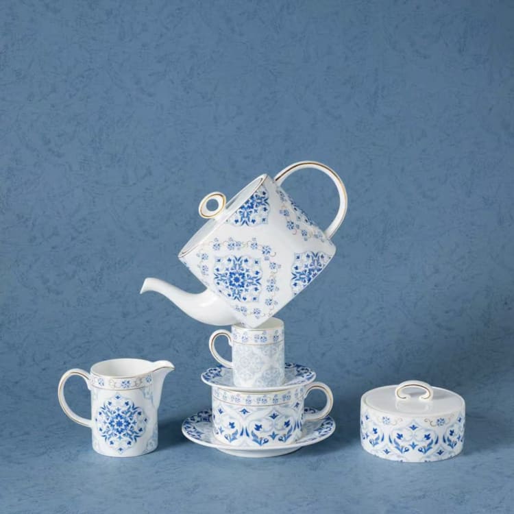 Indigo Mandala Blue and White Tea & Coffee Set (2)