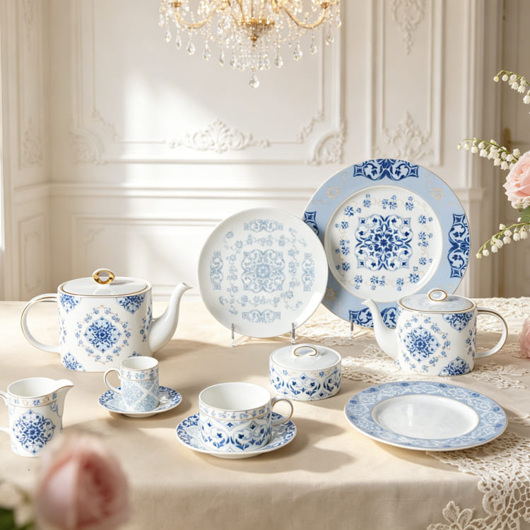 Indigo Mandala Bone China Dinnerware Set (3)