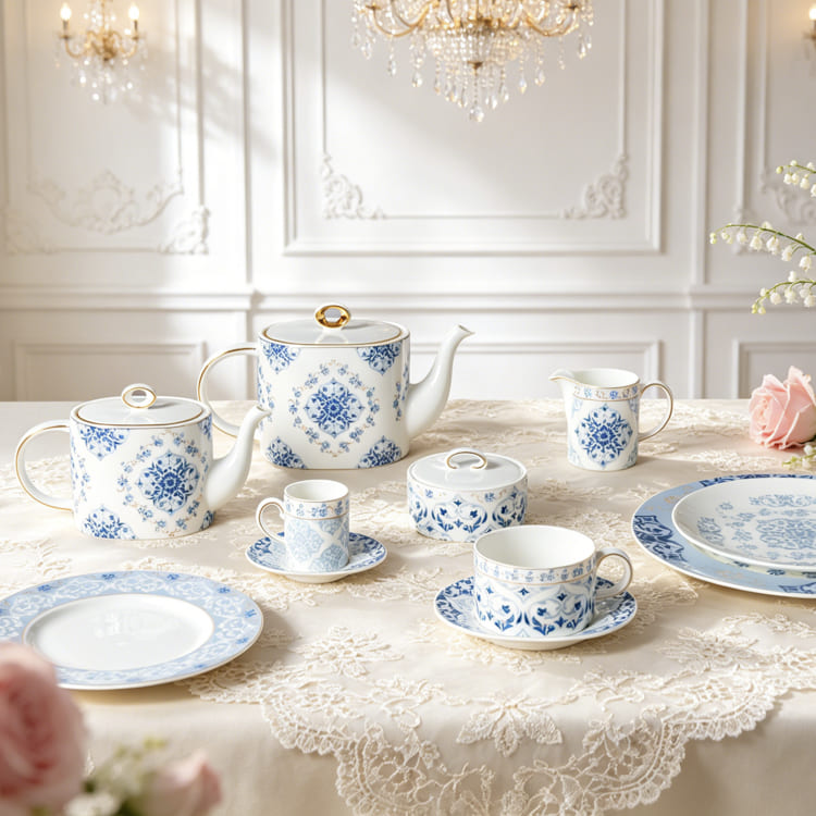 Indigo Mandala Bone China Geschirrset (4)