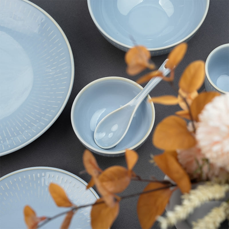Blue Glazed Porcelain Plates & Bowls (1)
