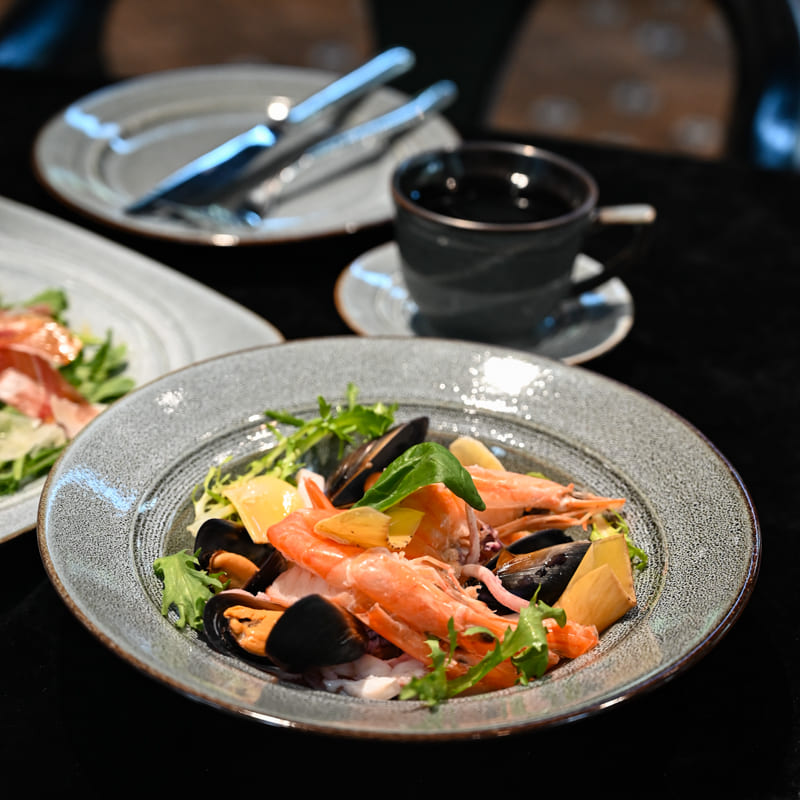 Modern Deep Salad Plates in Grey Porcelain (2)