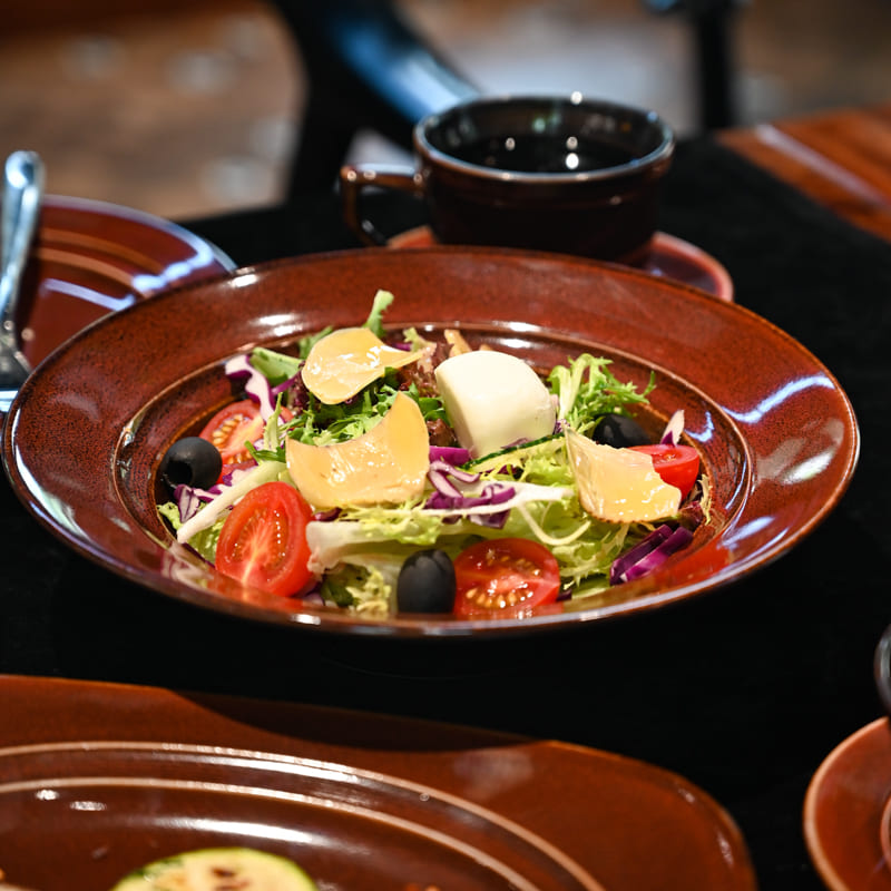 Modern Deep Salad Plates in Grey Porcelain (4)