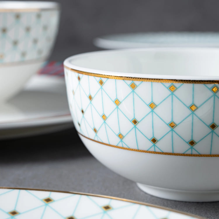 Modern Patterned Bowl with Gold Rim (2)