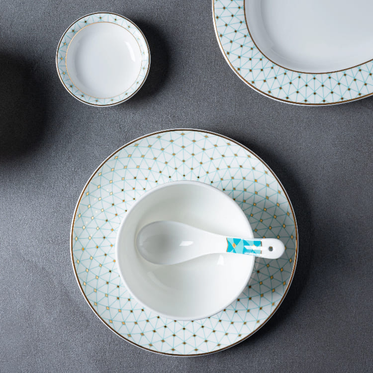 Modern Patterned Bowl with Gold Rim (3)