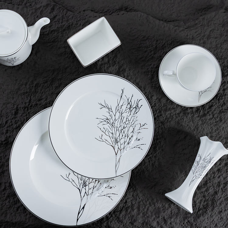 Silver Branch Pattern Modern Bone China Dinnerware (1)