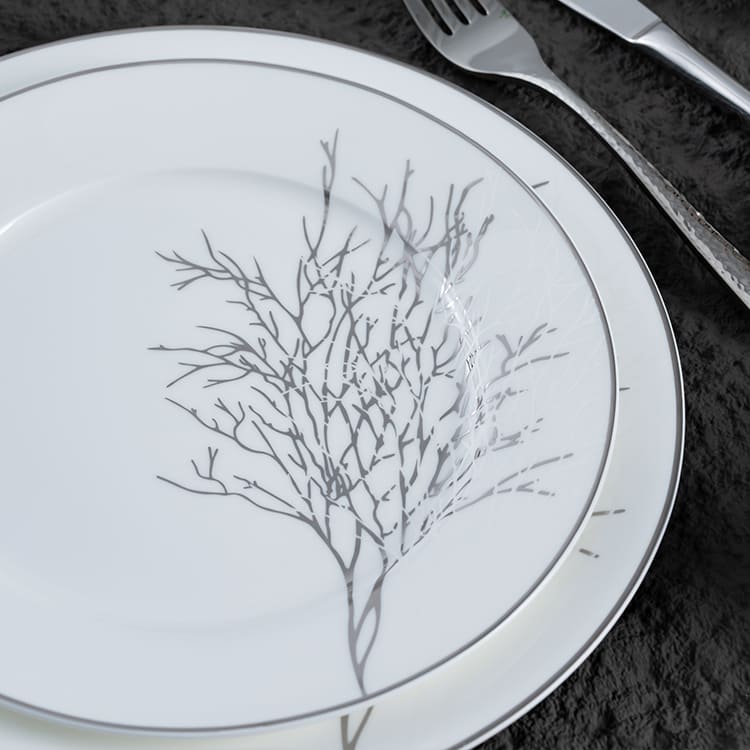 Silver Branch Pattern Modern Bone China Dinnerware (2)