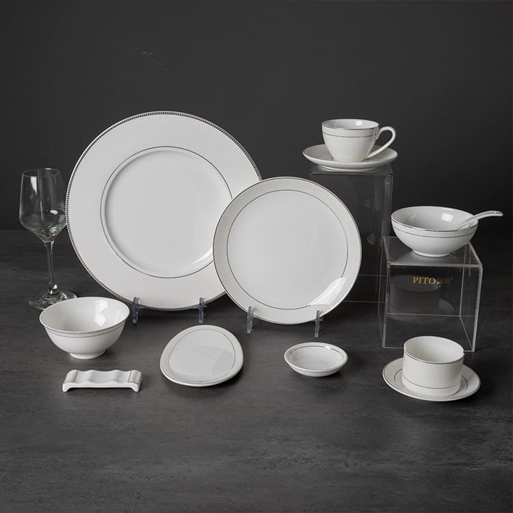 Silver Rim Bone China Dinnerware (2)