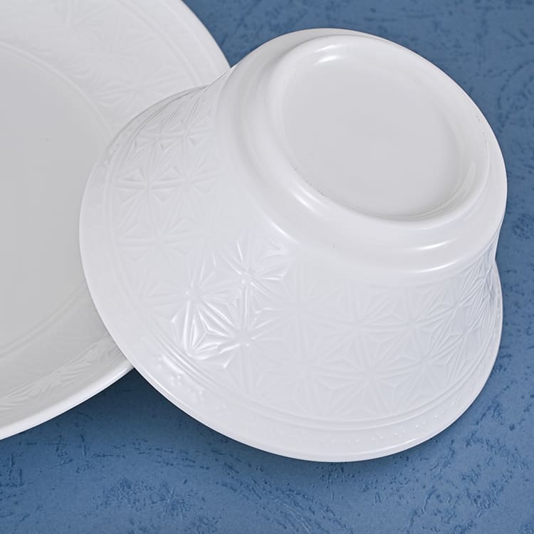 White Bone China Bowl with Relief Pattern (2)