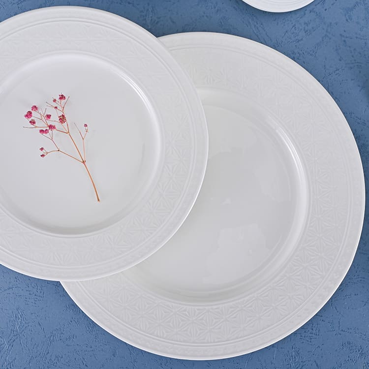 White Embossed Bone China Dinnerware (2)