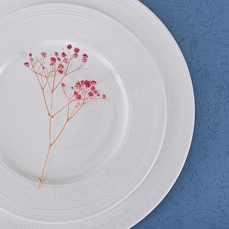 White Embossed Bone China Dinnerware (4)